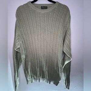 Andean Men’s Green Cable Knit Sweater 100% Pima Cotton Size Medium